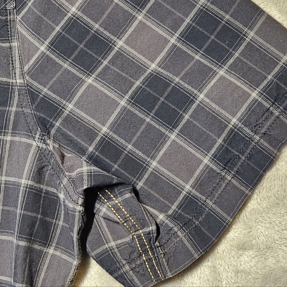 Harley Davidson Short Sleeve Button Up Shirt 3XL Black  Plaid With Flaming Skull - Picture 4 of 12